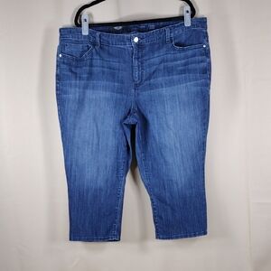 Simply Vera Vera Wang Blue Cropped Plus Size Capri Stretchy Denim Cotton Jeans